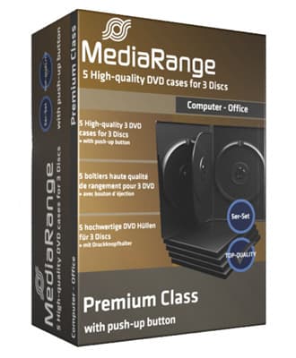 MediaRange BOX35-3, DVD-kotelo, 3 levyt, Musta, Muovi, 120 mm, 136 mm