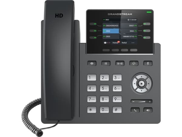 Grandstream GRP2613 - VoIP-telefon med anrops-ID/samtale venter - IEEE 802.11a/b/g/n/ac (Wi-Fi) - treveis anropskapasitet - SIP, RTCP, RTP, SRTP - 4