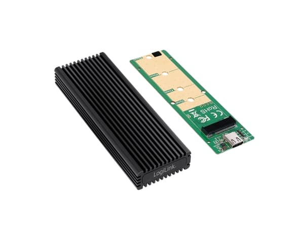 LogiLink UA0346, SSD-kabinett, M.2, M.2, 10 Gbit/s, USB-tilkobling, Sort