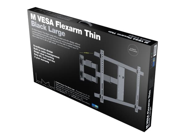 Multibrackets M VESA Flexarm Thin Large - Monteringssett (tippeleddarm, helbevegelsesmontering) - Ultra-Slim - for TV - svart - skjermstørrelse: 37"-