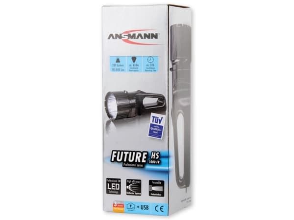 Ansmann 1600-0055, Käsikokoinen taskulamppu, Musta, 5 W, Litium, 4400 mAh, 3,6 V