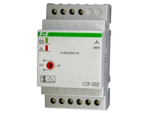 F&F-fasefeil- og asymmetri-relé med kontaktorstyring 10A 1P 4sek 40-80V CZF-332