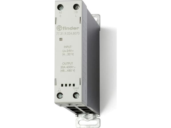 Finder Puolijohderele 77.31.9.024.8070 30 A Kytkentäjännite (max.): 480 V/AC Vuorotteleva nollajännitteellä 1 kpl