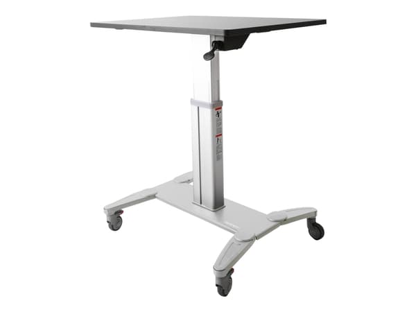 StarTech.com Mobile Standing Desk, Portable Sit Stand Ergonomic Height Adjustable Cart on Wheels, Rolling Computer/Laptop Workstation Table w/ Lockin