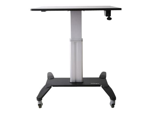 StarTech.com Mobile Standing Desk, Portable Sit Stand Ergonomic Height Adjustable Cart on Wheels, Rolling Computer/Laptop Workstation Table w/ Lockin