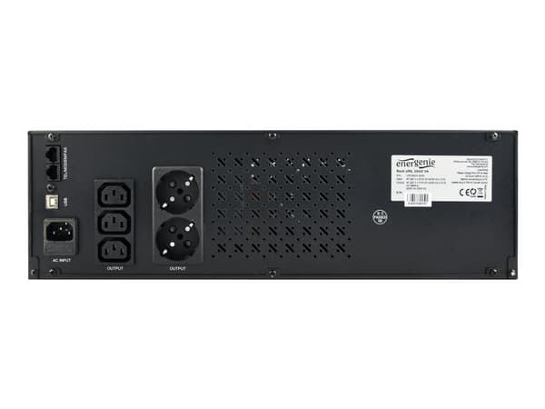 EnerGenie UPS-RACK-1500 - UPS (kan monteras i rack) - AC 220 V - 1500 VA - 8 Ah - USB - utgångskontakter: 3 - 3.4U