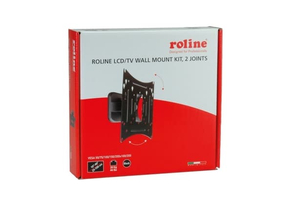 ROLINE 17.03.0005, 101,6 cm (40"), 75 x 75 mm, 200 x 200 mm, -20 - 20°, Metall, Svart