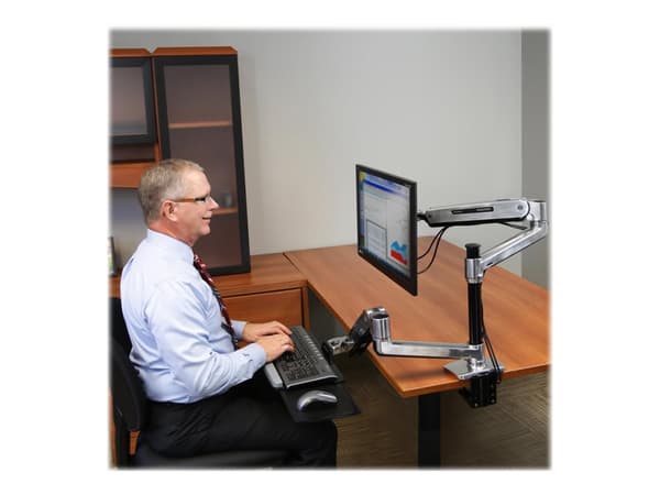 Ergotron LX - Monteringssett (forlengerarm, stang, VESA-adapter, sitte-stå-arm, bordklemmefot, maljemonteringsfot) - for LCD-skjerm - aluminium - pol