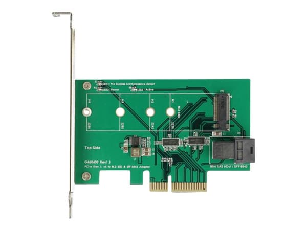 Delock PCI Express Card > 1 x internal NVMe M.2 PCIe / 1 x internal SFF-8643 NVMe - Kontrollerkort - M.2 Card - låg profil - PCIe 3.0 x4