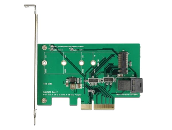 Delock PCI Express Card > 1 x internal NVMe M.2 PCIe / 1 x internal SFF-8643 NVMe - Kontrollerkort - M.2 Card - låg profil - PCIe 3.0 x4
