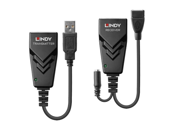 Lindy 42674, Nätverkssändare och -mottagare, 100 m, 480 Mbit/s, Cat5e, Cat6, CH317Q, CH536G, Svart