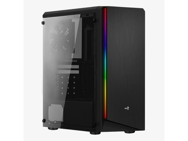AeroCool Rift - Mid tower - ATX - genomskinlig sidopanel (akryl) - ingen strömförsörjning (ATX) - svart - USB/ljud