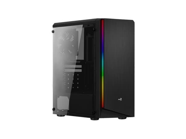 AeroCool Rift - Mid tower - ATX - genomskinlig sidopanel (akryl) - ingen strömförsörjning (ATX) - svart - USB/ljud
