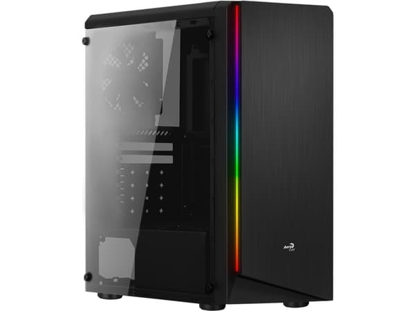 AeroCool Rift - Mid tower - ATX - genomskinlig sidopanel (akryl) - ingen strömförsörjning (ATX) - svart - USB/ljud