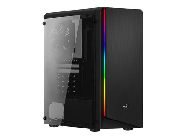 AeroCool Rift - Mid tower - ATX - genomskinlig sidopanel (akryl) - ingen strömförsörjning (ATX) - svart - USB/ljud Svart