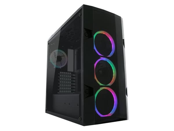 LC Power Gaming 998B Rambot - Tower - ATX - sidepanel med vindu (herdet glass) - ingen strømforsyning - svart, gjennomsiktig - USB/lyd
