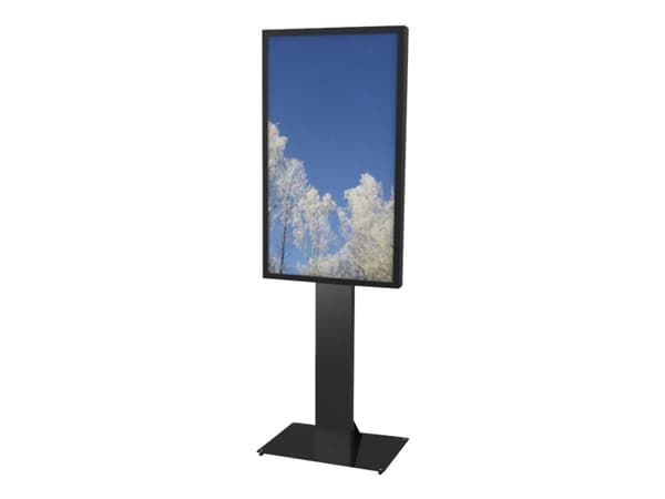 HI-ND Floorstand Glass Universal 49"- 65" - Stativ - for LCD-skjerm - metall - svart, RAL 9005 - skjermstørrelse: 49"-65" - plassering på gulv