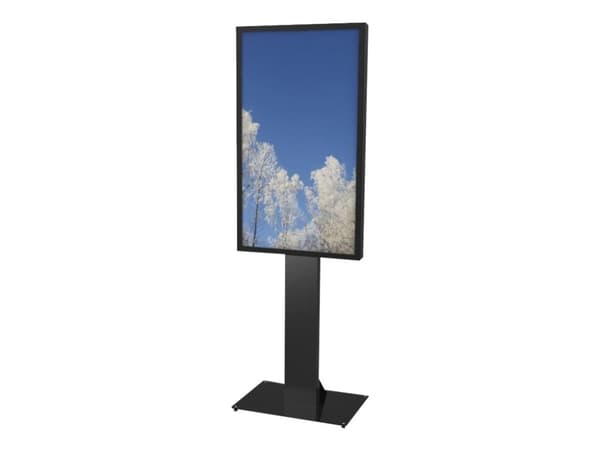 HI-ND Floorstand Glass Universal 49"- 65" - Stativ - for LCD-skjerm - metall - svart, RAL 9005 - skjermstørrelse: 49"-65" - plassering på gulv