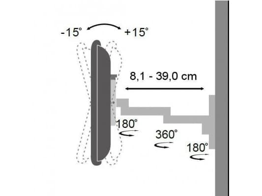 Techly ICA-LCD 104, 33 cm (13"), 76,2 cm (30"), 75 x 75 mm, 100 x 100 mm, -15 - 15°, Sølv