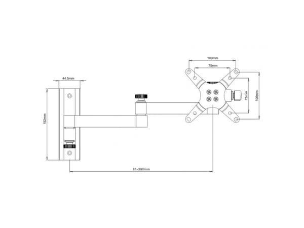 Techly ICA-LCD 104, 33 cm (13"), 76,2 cm (30"), 75 x 75 mm, 100 x 100 mm, -15 - 15°, Sølv