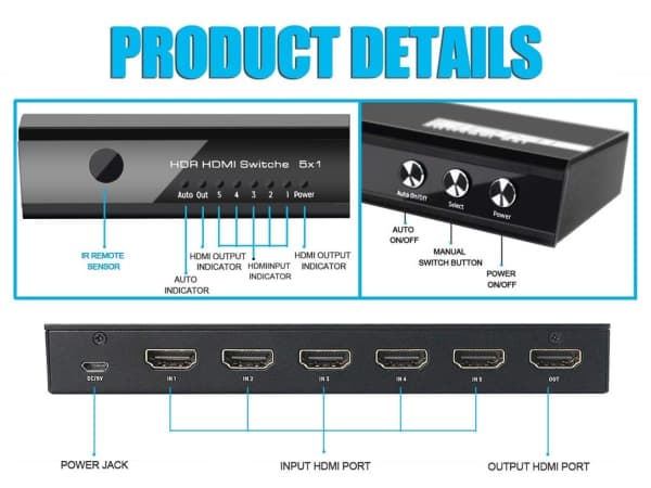 Equip 332726, HDMI, Aluminium, Sort, 60 Hz, 3840 x 2160 piksler, 7.1 kanaler