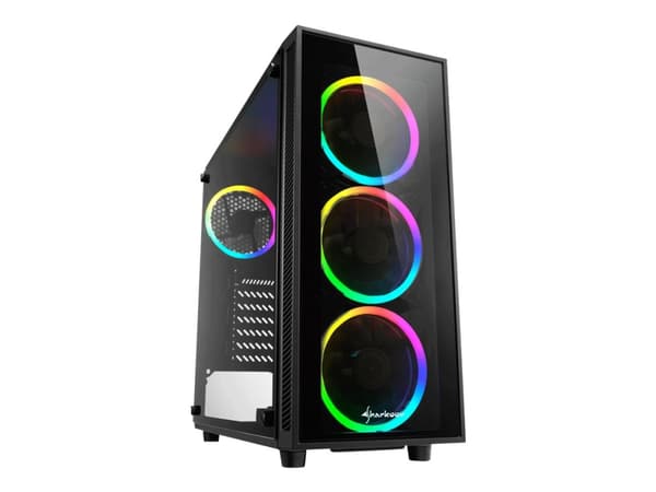 Sharkoon TG4, Midi Tower, PC, Musta, ATX, mikro ATX, Mini-ITX, Karkaistu lasi, Sininen, Vihreä, Punainen musta