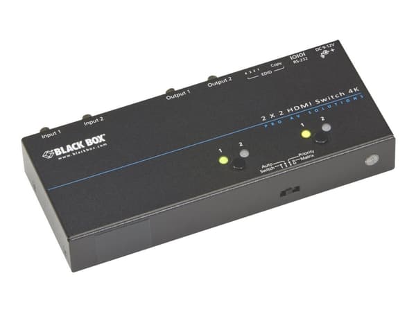 Black Box 4K HDMI Matrix Switch 2 x 2 - Videosvitsj - 2 x HDMI - stasjonær, rackmonterbar - TAA-samsvar