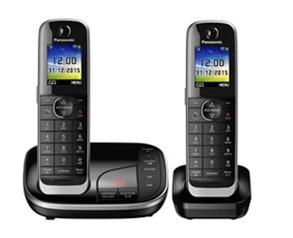 Panasonic KX-TGJ322GB - Trådløs telefon - svarersystem med anrops-ID - DECT - svart + ekstra håndsett Sort