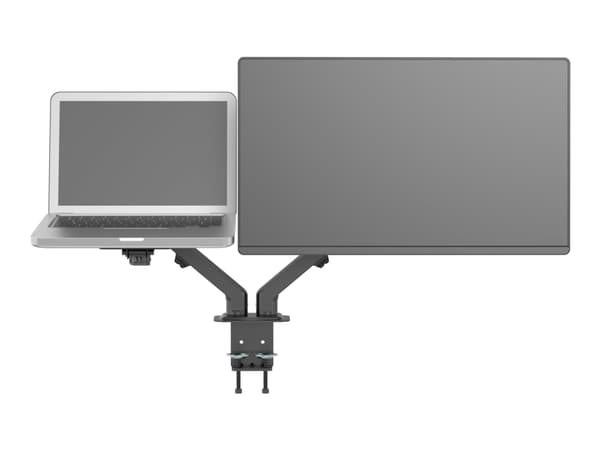 Vision VFM-DAD/4 - Monteringssett - justerbar arm - for 2 LCD-skjermer eller LCD-skjerm og bærbar/nettbrett - aluminium, stål - matt svart - skjermst
