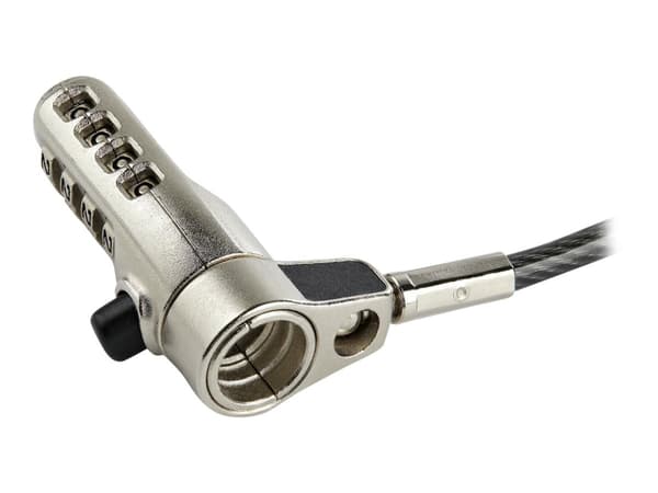 StarTech.com 6.5' (2m) 3-in-1 Universal Laptop Cable Lock, 4-Digit Combination Laptop/Desktop Security Cable Lock Compatible w/ K-Slot, Nano & Wedge