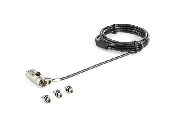 StarTech.com 6.5' (2m) 3-in-1 Universal Laptop Cable Lock, 4-Digit Combination Laptop/Desktop Security Cable Lock Compatible w/ K-Slot, Nano & Wedge