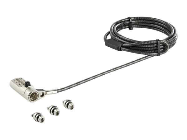 StarTech.com 6.5' (2m) 3-in-1 Universal Laptop Cable Lock, 4-Digit Combination Laptop/Desktop Security Cable Lock Compatible w/ K-Slot, Nano & Wedge