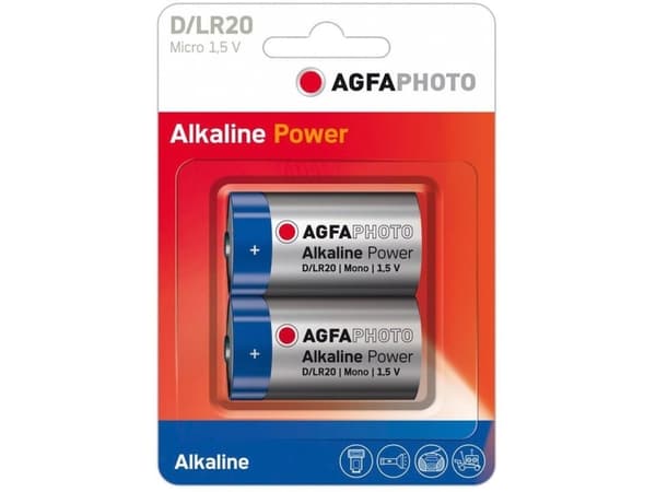 AgfaPhoto Batteri Alkaline Power -D LR20 Mono 2St.
