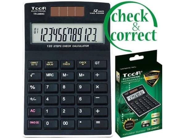 Toor elektronisk kalkulator 12-sifret TR-2464C TOOR kontorkalkulator