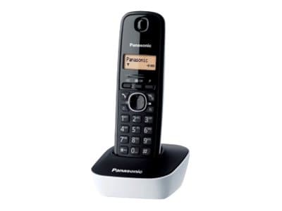 Panasonic KX-TG1611 - Trådløs telefon med anrops-ID - DECT - treveis anropskapasitet - elfenben Sort, Hvit