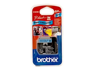 Brother M-K521BZ - Sort på blått - Rull (0,9 cm x 8 m) 1 stk skriverteip - for P-Touch PT-55, PT-55P, PT-65, PT-65LB, PT-65SB, PT-90