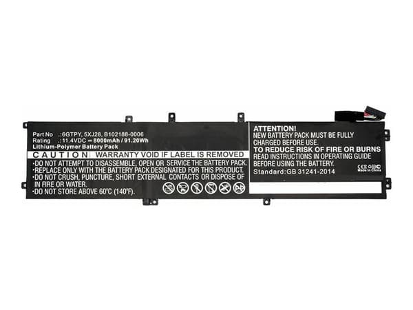 CoreParts - Batteri til bærbar PC - litiumpolymer - 8000 mAh - 91.2 Wh - svart - for Dell Precision 5520; XPS 15 9560