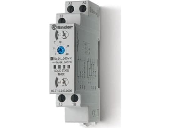 Tidsrelä 1Z 1A 24-240V AC/DC 0,1s-24h multifunktionell AI, DI, SW, BE, CE, DE