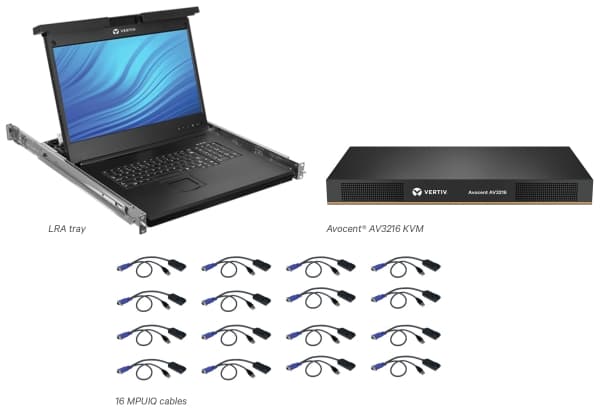 Vertiv Avocent LRA185KMM16D-205, 48,3 cm (19"), 1366 x 768 pikseliä, LED LCD, 250 cd/m², 1000:1, 41 cm