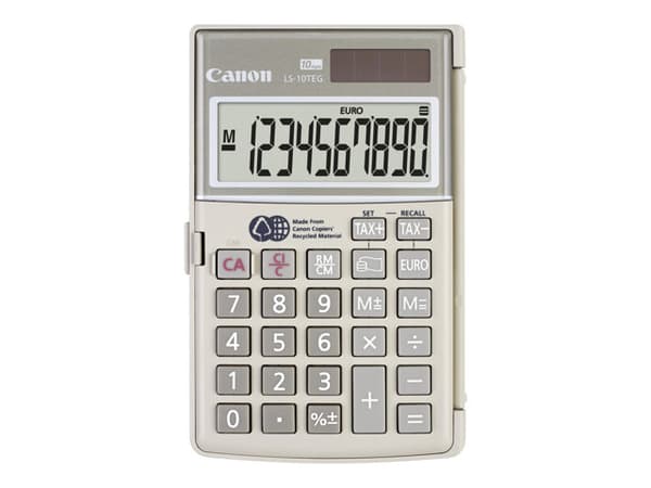 Canon LS-10TEG - Fickkalkylator - 10 siffror - solcellspanel, batteri - konstgrå
