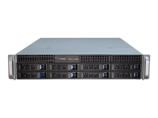 Inter-Tech IPC 2U-2408 - Rackmonterbar - 2U - SSI EEB - SATA/SAS - hot-swap - ingen strømforsyning (EPS2U) - USB Sort, Rustfritt stål