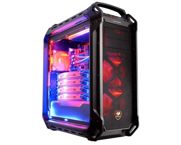 Cougar Panzer MAX - Tower - utökad ATX - genomskinlig sidopanel - ingen strömförsörjning (ATX / PS/2) - metallic - USB/ljud