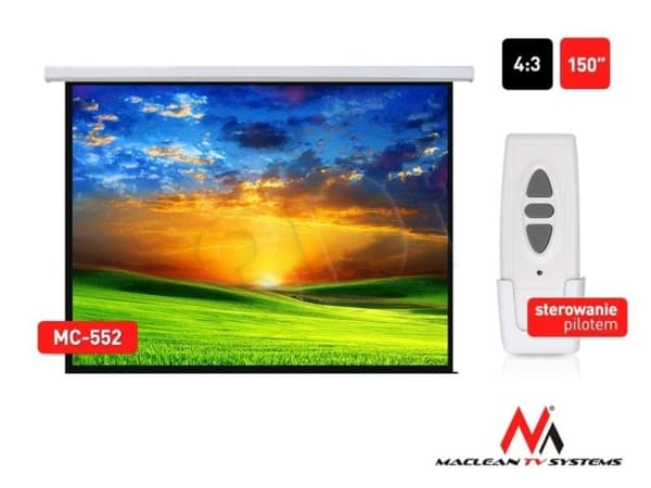 Maclean MC-552 - Projektionsskärm - motoriserad - 381 cm (150") - 4:3 - Mattvitt
