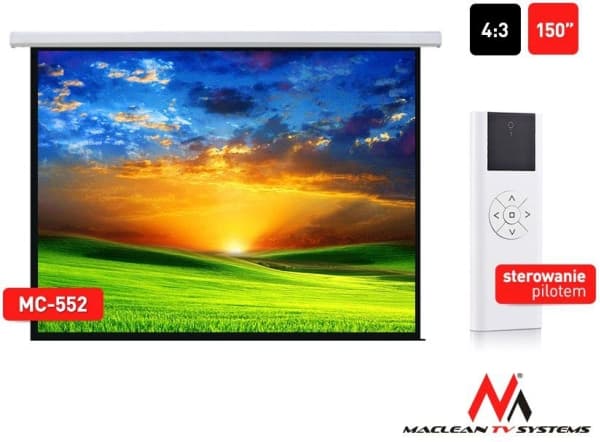 Maclean MC-552 - Projektionsskärm - motoriserad - 381 cm (150") - 4:3 - Mattvitt