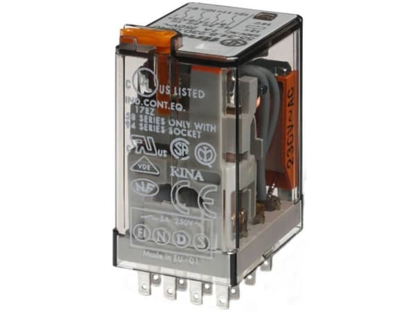 Finder 55.34.8.230.5050 Stikrelæ 230 V/AC 7 A 4 x omskifter 1 stk