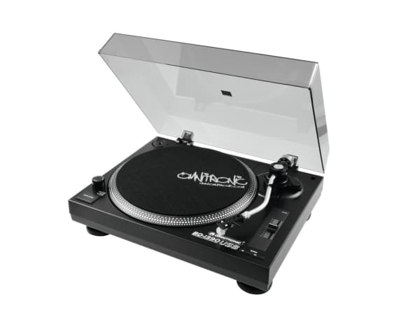 Omnitronic BD-1390, Beltedrevet DJ-platespiller, 33 1/3,45 RPM, -10 - 10%, 0,24%, Manuell, 15 dB