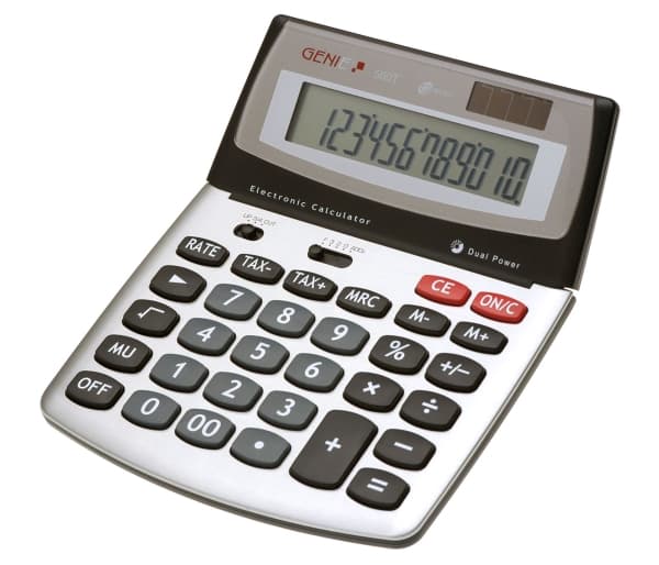 Genie 560 T, Skrivbord, Display, 12 siffror, Visa tippning, Batteri/solcell, Svart, Silver