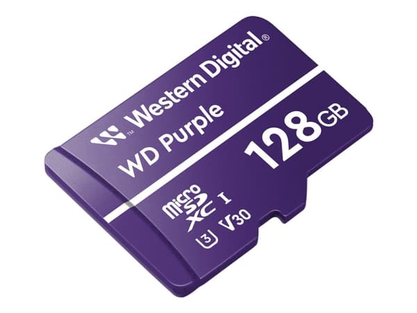 WD Purple WDD128G1P0A - Flash-minneskort - 128 GB - Video Class V30 / UHS-I U3 - microSDXC - lila