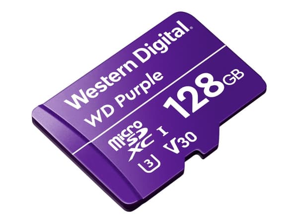 WD Purple WDD128G1P0A - Flash-minneskort - 128 GB - Video Class V30 / UHS-I U3 - microSDXC - lila