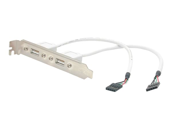 Startech.com 2 Port USB 2.0 lavprofilsporbrakett - Sokkel - USB-konsoll - USB Type A, 4-pinners (W) - Inline, 5-pinners (W) (USBPLATELP)
